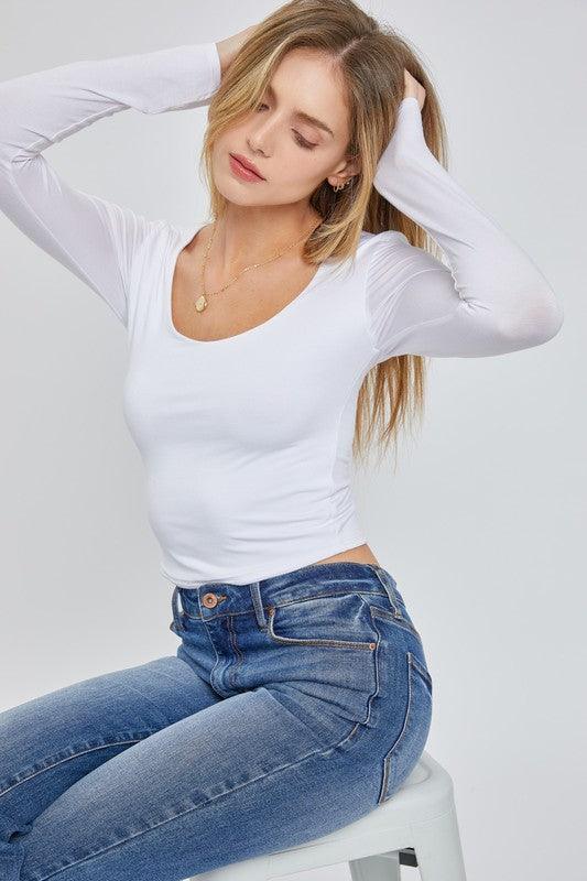 MIRANDA BASIC LONG SLEEVE TOP - West End Boutique