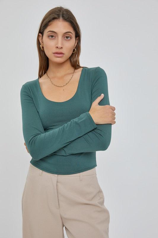 MIRANDA BASIC LONG SLEEVE TOP - West End Boutique