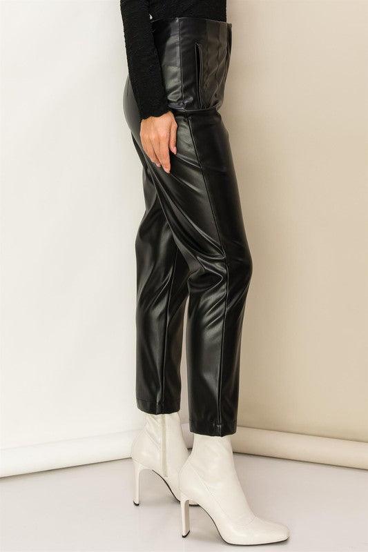 MODERN MUSE HIGH-WAIST PU TAPERED PANTS final sale - West End Boutique