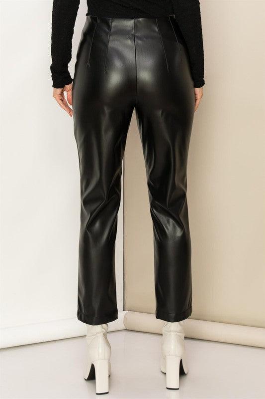 MODERN MUSE HIGH-WAIST PU TAPERED PANTS final sale - West End Boutique