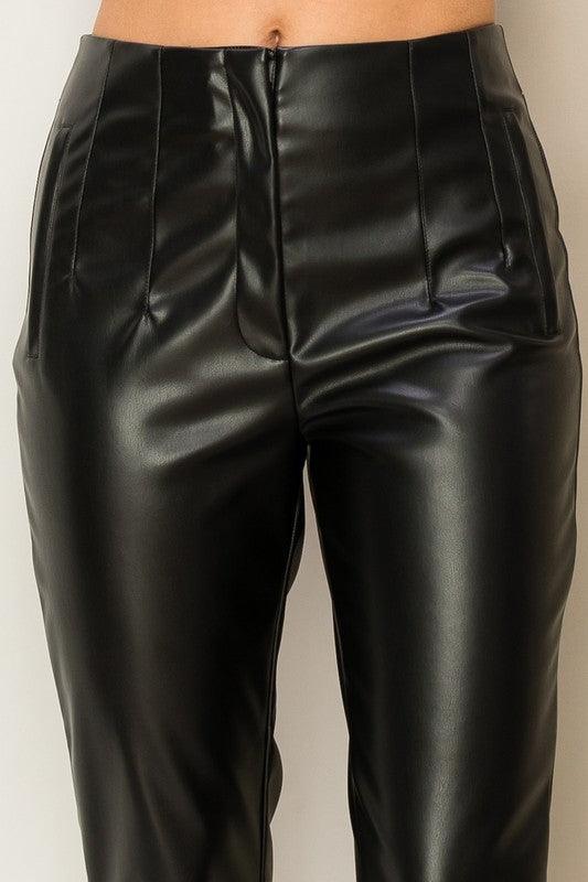 MODERN MUSE HIGH-WAIST PU TAPERED PANTS final sale - West End Boutique