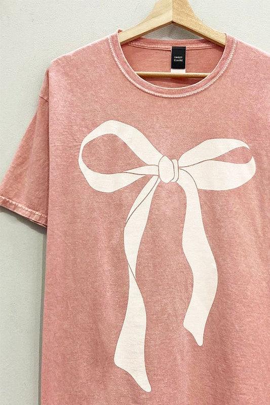 Oversized Bow Mineral Tee S-XL - West End Boutique