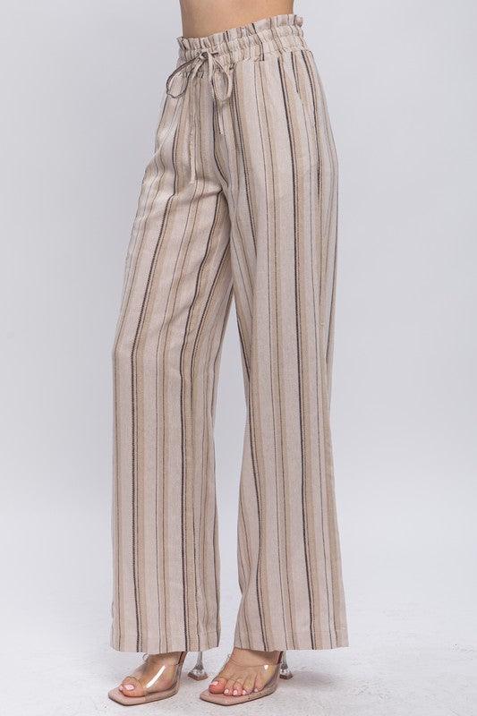 Quinn Linen Vertical Stripe Pants - West End Boutique