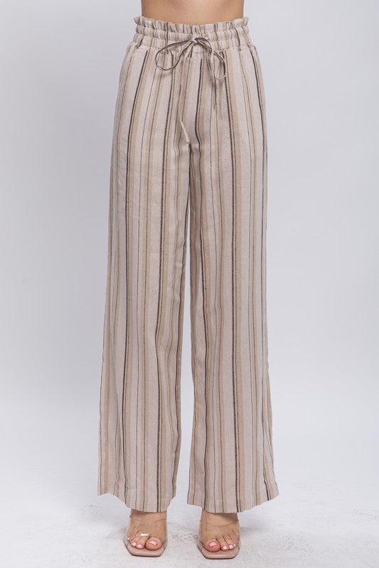 Quinn Linen Vertical Stripe Pants - West End Boutique