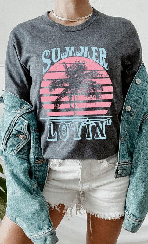 Retro Summer Lovin Palm Tree Graphic Tee S-XL - West End Boutique