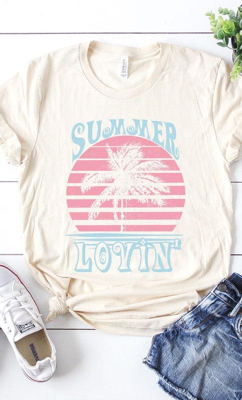 Retro Summer Lovin Palm Tree Graphic Tee S-XL - West End Boutique