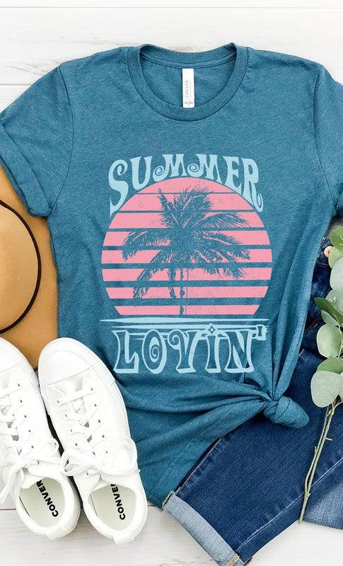 Retro Summer Lovin Palm Tree Graphic Tee S-XL - West End Boutique