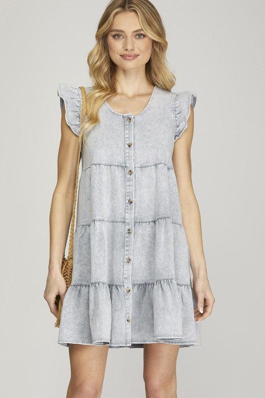 Rodeo Rose Denim Dress - West End Boutique