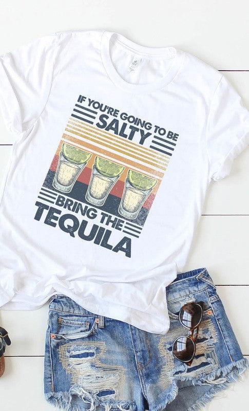 Salty, Bring The Tequila Retro Graphic Tee S-3XL - West End Boutique