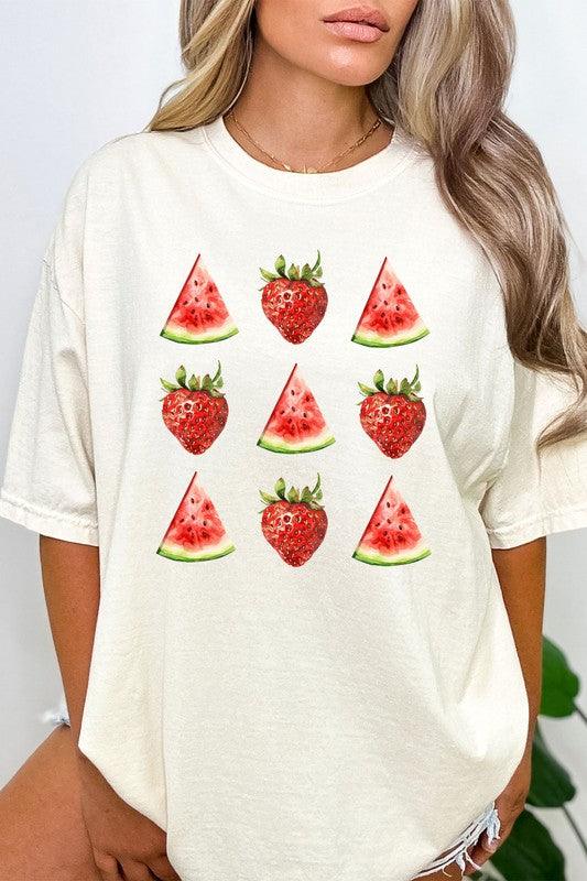 Strawberry Watermelon Gird Comfort Colors Tee S-XL - West End Boutique