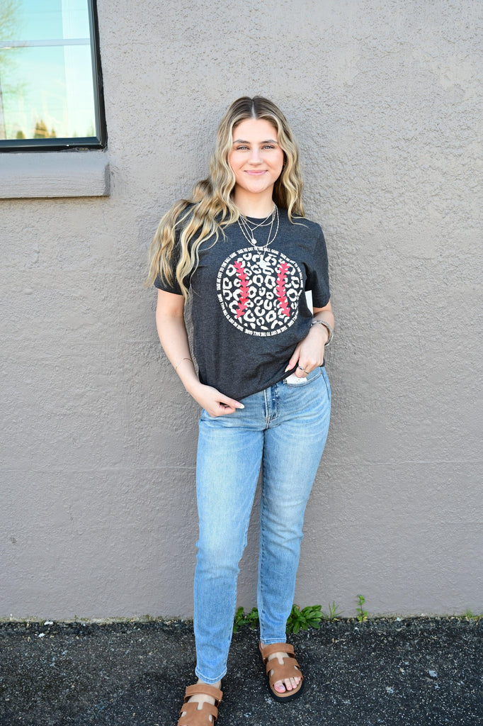 Take Me Out Ballgame Leopard Baseball Graphic Tee S-XL - West End Boutique