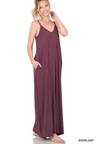 TAYLA V-NECK MAXI DRESS WITH SIDE POCKETS S-3XL - West End Boutique