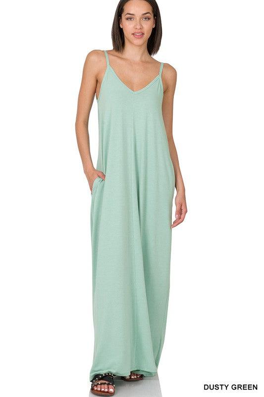 TAYLA V-NECK MAXI DRESS WITH SIDE POCKETS S-3XL - West End Boutique