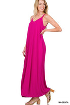 TAYLA V-NECK MAXI DRESS WITH SIDE POCKETS S-3XL - West End Boutique