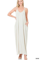 TAYLA V-NECK MAXI DRESS WITH SIDE POCKETS S-3XL - West End Boutique