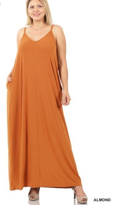 TAYLA V-NECK MAXI DRESS WITH SIDE POCKETS S-3XL - West End Boutique