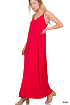 TAYLA V-NECK MAXI DRESS WITH SIDE POCKETS S-3XL - West End Boutique