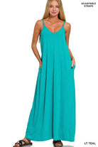 TAYLA V-NECK MAXI DRESS WITH SIDE POCKETS S-3XL - West End Boutique