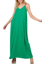 TAYLA V-NECK MAXI DRESS WITH SIDE POCKETS S-3XL - West End Boutique