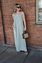 TAYLA V-NECK MAXI DRESS WITH SIDE POCKETS S-3XL - West End Boutique