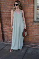 TAYLA V-NECK MAXI DRESS WITH SIDE POCKETS S-3XL - West End Boutique