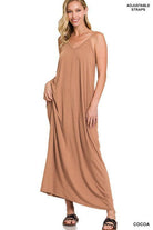 TAYLA V-NECK MAXI DRESS WITH SIDE POCKETS S-3XL - West End Boutique