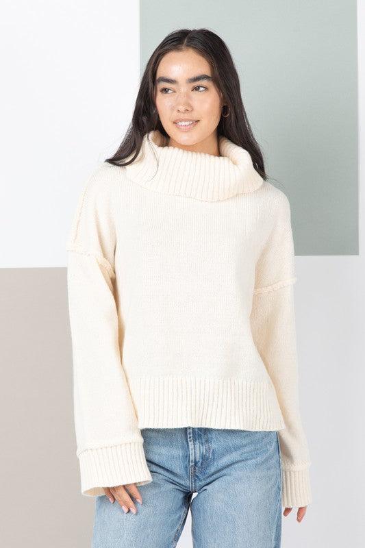 Turtleneck Solid Cozy Sweater Top FINAL SALE - West End Boutique
