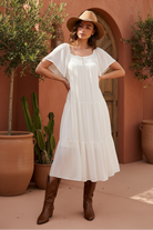 White midi dress matching reference