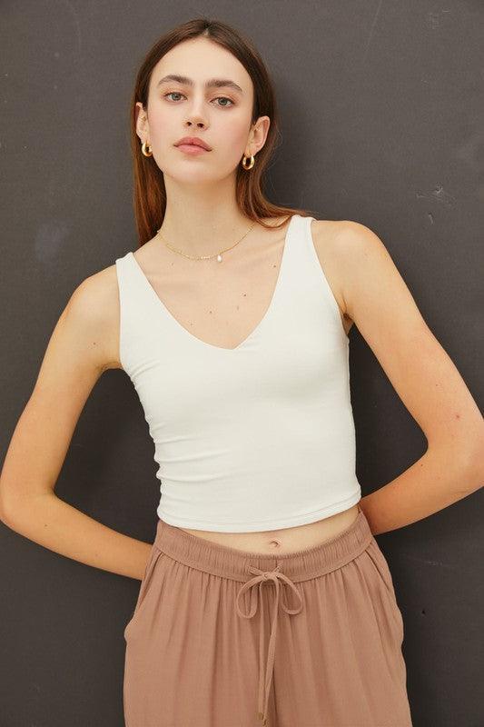 WILLOW CROP V-NECK TANK - West End Boutique