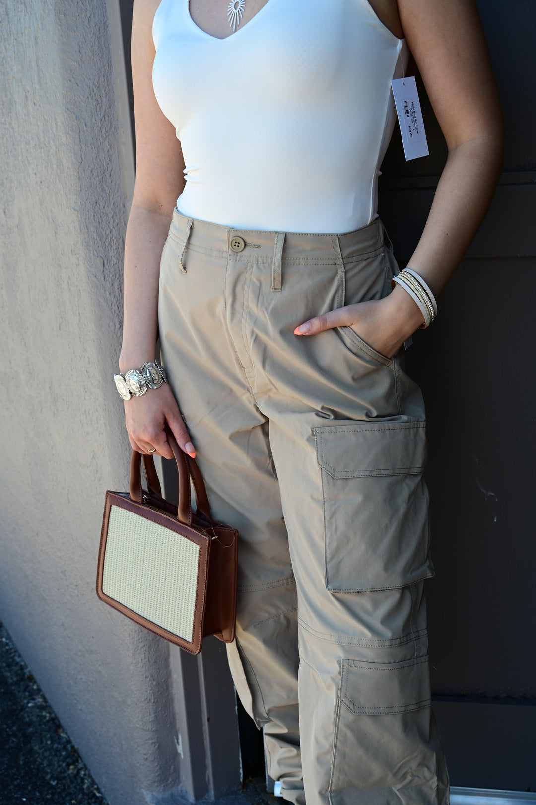 Winona Cargo Pants With Button Closure & Multiple Pockets - West End Boutique