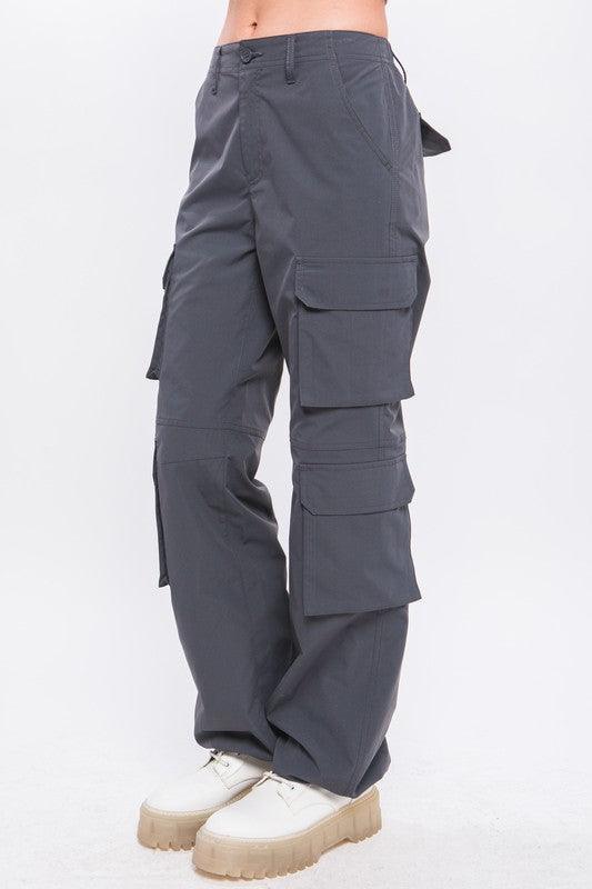 Winona Cargo Pants With Button Closure & Multiple Pockets - West End Boutique