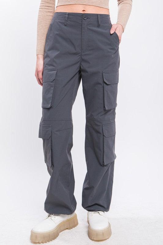 Winona Cargo Pants With Button Closure & Multiple Pockets - West End Boutique