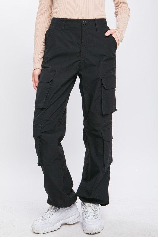 Winona Cargo Pants With Button Closure & Multiple Pockets - West End Boutique