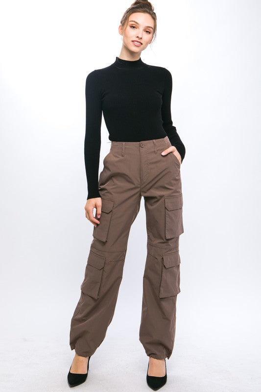 Winona Cargo Pants With Button Closure & Multiple Pockets - West End Boutique