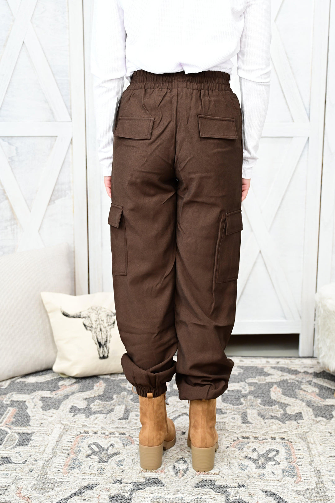 Winona Cargo Pants With Button Closure & Multiple Pockets - West End Boutique