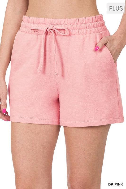ANNIE FRENCH TERRY DRAWSTRING WAIST SHORTS S-3XL (FINAL SALE) - West End Boutique