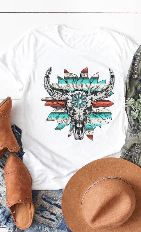 Boho Skull Western Graphic Tee S-3XL - West End Boutique