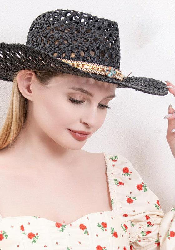 FASHION STRAW COWBOY SUN HAT - West End Boutique