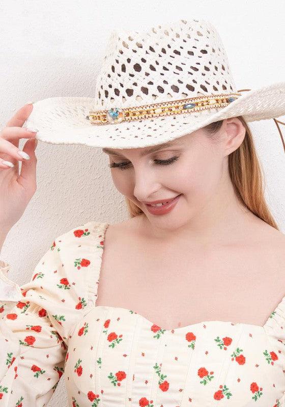 FASHION STRAW COWBOY SUN HAT - West End Boutique