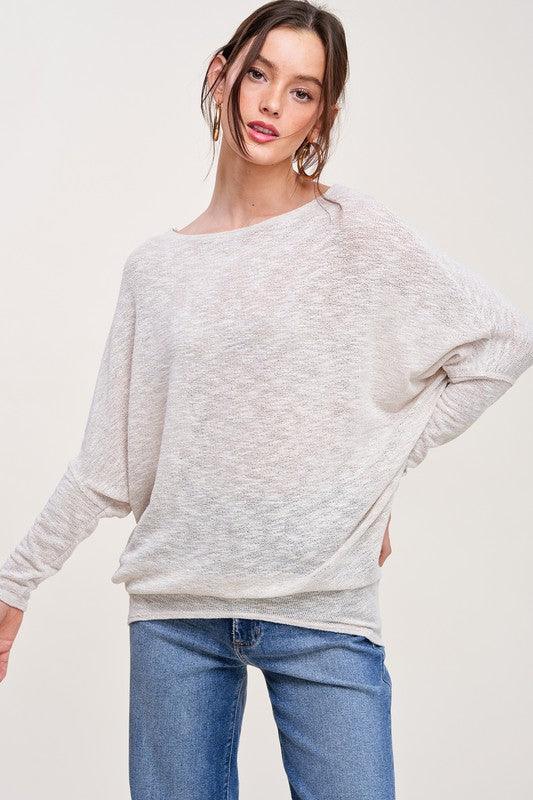 Kathleen Classic Dolman Sleeve Knit Top Slub Fabric FINAL SALE - West End Boutique