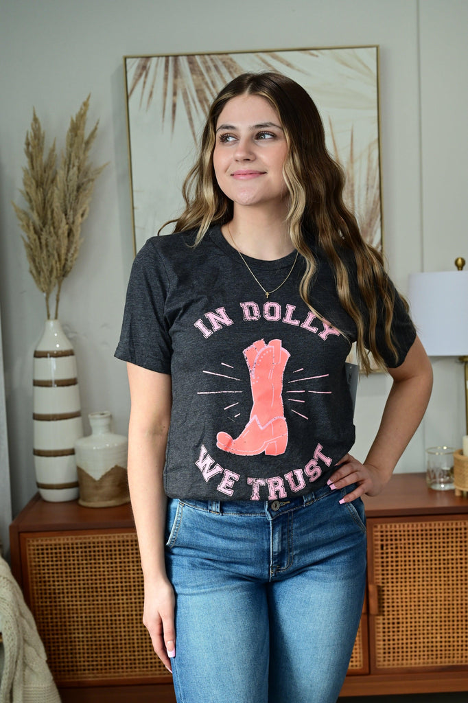 Retro In Dolly We Trust Boot Western Graphic Tee S-XL - West End Boutique
